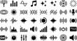 © Vexora Studio - Black audio and music icon set on gray background