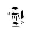 © Mang - flat pack furniture assembly vector illustration showing disassembled modern chair parts and tools.