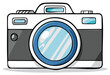 © Мария Лесь-Лисецкая - Illustrated vintage photo camera with a big blue lens in a fun cartoon style