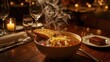 © LimeSky - Caramelized onion soup with crusty bread and melted Gruyère.