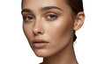 © Krtola  - Young woman face portrait with glowing skin, fresh makeup, and a natural, elegant beauty. Transparent background