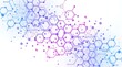 © Mix - Abstract molecular structure, vibrant purple and blue hexagonal network, scientific data visualization, digital technology background