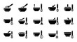 © Super - Black kitchen utensil icons, cooking tool set, baking symbols, 20 mixing bowl graphics