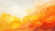 © Hmen - Fondo de acuarela con nubes abstractas en tonos cálidos de naranja, amarillo y rojo que evocan un atardecer vibrante y artístico.