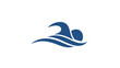 © Oke-STOCK - Swimmer logo design swimming motion blue.