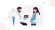 © Arkana - Doctor showing ultrasound scan to pregnant woman, healthcare concept