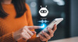 © Top seller  - Woman using AI voice agent on smartphone for smart home and virtual assistance
