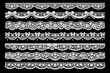 © Bibi - Lace ornament borders vector set. Elegant decorative trims and scalloped edges with floral embroidery and ribbon details for wedding cards, invitations, and vintage textile designs
