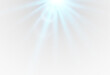 © LILIIA SMIRNOVA - Bright blue light rays falling from the top on white background, sunlight flare effect