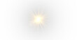 © LILIIA SMIRNOVA - Brilliant white and golden optical starburst with glowing rays on white background, realistic sun flash effect