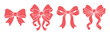 © Jemie - Pink ribbon bow vector set, elegant decorative gift bows for wedding invitations, 4 coral satin ribbon elements for festive greeting cards