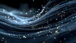 © acehair - Abstract Digital Data Stream with Glowing Particles on Dark Background.
