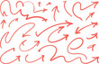 © Rafad_Studio - Large collection of red hand drawn arrows creative pointing symbols and directional signs doodle style for design and navigation