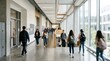© Ofida Studio - Students walking in a modern university hallway
