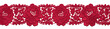 © RM Graphics - Red lace trim border with floral rose pattern on transparent background.