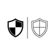 © Mst Runa - Quadrant shield and security guard icons for data protection in black solid and outline design