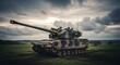 © NafiDuwi - Military Tank on Field with Cloudy Sky.