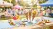© Zubayer - Assorted ice cream cones and popsicles on a picnic table at a party