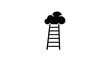© Joly - A minimalist vector graphic of a ladder reaching a cloud, symbolizing aspiration and achievement.