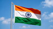 © Rufhan Fiddien - Indian Flag Waving With Ashoka Chakra Against Blue Sky — National Tricolor Flag Of India