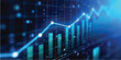 © Hena Akter - A 3d financial stock market graph with a blue arrow and heartbeat line shows data growth and business success on a black monitor screen