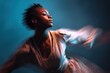 © zenith - Female dancer performing expressive movement with motion blur in studio lighting