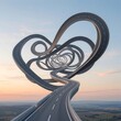 © Andika - Illustration of a Surreal Journey Concept Floating on an Irregular Ring Road
