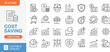 © DolanAktar - Cost saving line icons set, finance management outline symbols, budgeting analytics business strategy editable stroke vector illustration collection