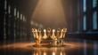 © Stock by Farhad - Golden crown illuminated by a single spotlight on a wooden table
