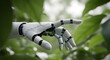 © HUSNAARA - Robotic hand emerging from lush green foliage symbolizing artificial intelligence