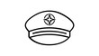 © Roshida - Nautical Captain's Hat Vector Icon, Peaked Cap with Compass Star Emblem Illustration, Minimalist Flat Line Art for Sailor, Pilot, or Navy Officer Uniform, Scalable AI-generated Graphic Element.
