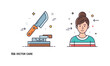 © Степан Озарчук - Tool care routine with a garden blade, sharpening stone, and subtle directional arrows conveying technique, consistency, and upkeep. Minimalist flat vector