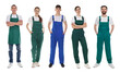 © New Africa - Cleaning service workers in uniforms. Portraits on white background