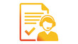 © MdRana - Customer service vector icon illustration featuring a call center agent wearing a headset and a document with a checkmark, symbolizing technical support, help desk assistance, and quality service.
