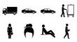 © Erd.Concept - Black and White Glyph Icons Set: Transportation, Business, and People Silhouettes Vector