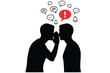 © Asad - Whispering, gossip, secret sharing, communication icons, black silhouettes, speech bubbles