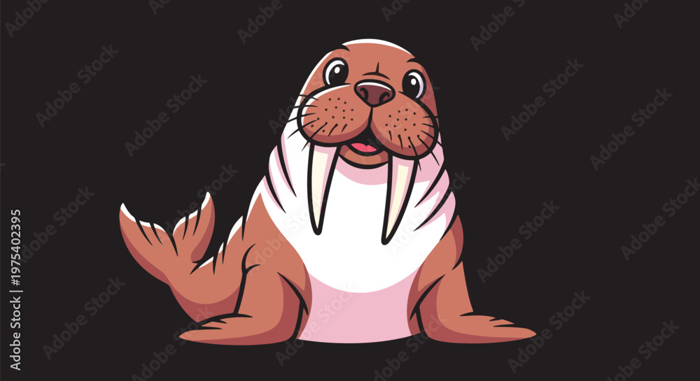 Pixel Walrus Model Cute Pixel Art Walrus Character Isolated On Black Background Vector ...
