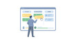 © GedhangKlutuk - Business professional managing project tasks on a digital Kanban board. EPS Editable. Vector Illustrations.