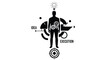 © Hikari Vector Studio - Conceptual illustration of human silhouette with gears in the stomach, light bulb above head, and target below, representing the process of turning an idea into execution