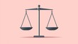 © Chaikit - Simple and modern legal balance scale illustration, cartoonish geometry with oversized pans, isolated over warm pastel pink surface