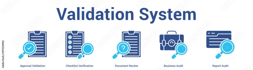Validation System web banner icon set vector illustration concept for ...