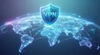 © Gibster - VPN security protects network access and connections while encrypts data to secure online communication and privacy worldwide digital shield