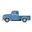 © Billie - Vintage Blue Pickup Truck Side View - Retro Vehicle Illustration