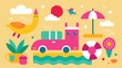 © Rana Islam - Colorful beach, summer, vector icons, illustration set