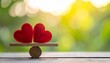 © Muhammad - Two red hearts on seesaw, balance, harmony, love symbolism
