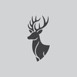 © AB vector designer - Stylized silhouette of a deer's head and neck with large, branching antlers