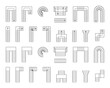 © Andrii - Set of stairs icons for floorplan. Staircase symbols for interior design project. Collection of stairway elements for architecture draft isolated on white background. Vector graphic illustration