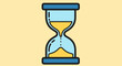 © Gabriel - A minimalist vector graphic of an hourglass with a blue and yellow design on a pale background