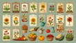 © Zamani - vintage botanical seed packet collection with retro floral and vegetable illustrations