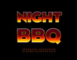 © Popskraft - Vector Culinary Advertisement Night BBQ. Flame Cool Font. Burning Effect Alphabet Letters and Numbers set.